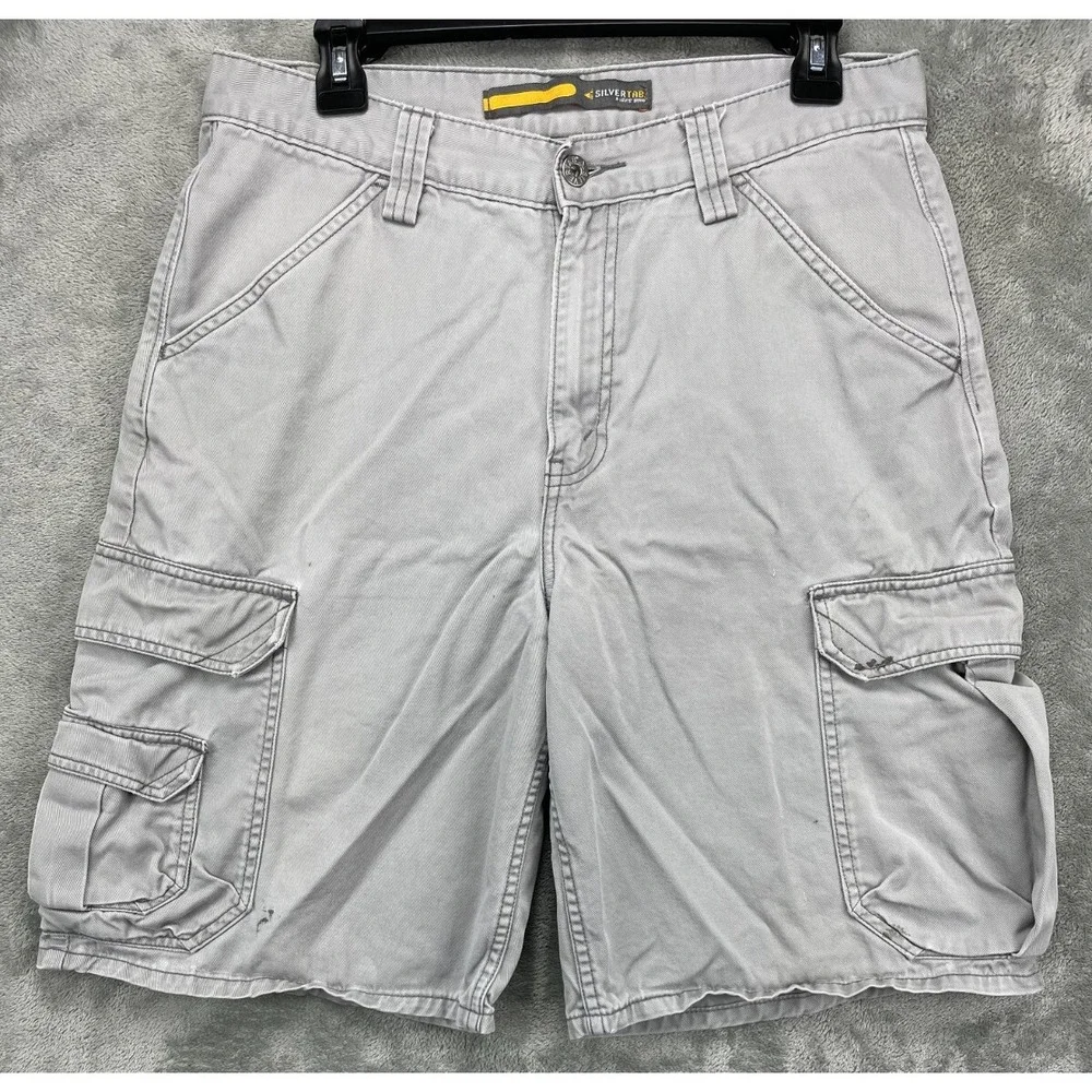 VTG‎ Levi's Silver Tab Men's Cargo Shorts 32 Gray Multi Pocket Cotton Y2K